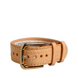 Dolce & Gabbana Beige Embossed Leather Gold Buckle Belt Strap Women's Bracelet